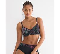 Bügel-Bikini-Top TRIUMPH "Summer Tropics W 01", Damen, Gr. 38, Cup D, schwarz combination, Microfaser, Obermaterial: 55% Polyamid, 45% Elasthan, Bikini-Oberteile, Minimizer - verkleinert die Brust opt