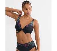 Bügel-Bikini-Top TRIUMPH "Summer Tropics W", Damen, Gr. 46, Cup F, schwarz (schwarz combination), Microfaser, Obermaterial: 55% Polyamid, 45% Elasthan, Bikini-Oberteile, weich und formend (84428860-46