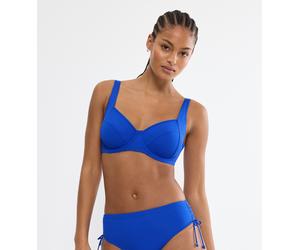 Bügel-Bikini-Top TRIUMPH "Summer Twist W 01", Damen, Gr. 42, Cup E, blau (racing blau), Microfaser, Obermaterial: 77% Polyamid, 23% Elasthan, Bikini-Oberteile, Minimizer - verkleinert die Brust optisc