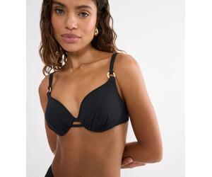 Bügel-Bikini-Top TRIUMPH "Summer Twist WP 01", Damen, Gr. 44, Cup B, schwarz, Microfaser, Obermaterial: 77% Polyamid, 23% Elasthan, Bikini-Oberteile, gepolstert, Zierringe (94718605-44) schwarz
