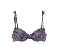 Bügel-Bikini-Top VENICE BEACH "Paislee", Damen, Gr. 36, Cup F, schwarz (schwarz bedruckt), Recycling-Polyamid, bedruckt, Paisleymuster, Bikini-Oberteile, bedruckt, verstellbare Doppelträger, herausneh