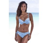 Bügel-Bikini-Top VENICE BEACH "Peony", Damen, Gr. 42, Cup C, blau, Polyester, Recycling-Polyester, Strukturmuster, Bikini-Oberteile, aus modischer Strukturware (34994767-42) blau
