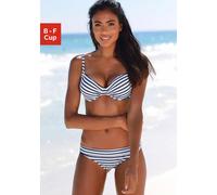 Bügel-Bikini-Top VENICE BEACH "Summer", Damen, Gr. 36, Cup E, blau (weiß, marine, gestreift), Polyamid, Xtra Life LYCRA, gestreift, Bikini-Oberteile, mit Doppelträgern (748004-36) weiß, marine, gestre