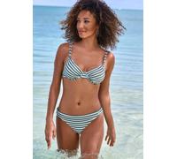 Bügel-Bikini-Top VENICE BEACH "Summer", Damen, Gr. 40, Cup F, grün (oliv gestreift), Polyamid, Xtra Life LYCRA, gestreift, Bikini-Oberteile, mit Doppelträgern (57443643-40) oliv gestreift