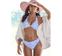 Bügel-Bikini-Top VIVANCE "Leni", Damen, Gr. 36, Cup D, blau (himmelblau, weiß), Microfaser, bedruckt, floral, Bikini-Oberteile, mit gelaserter Wellenkante (64771740-36) himmelblau, weiß