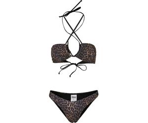 Bügel-Bikini URBAN CLASSICS "Urban Classics Damen Ladies AOP Hot V Bikini", Damen, Gr. S, N-Gr, braun (braunleo), 85% Polyester, 15% Elasthan, Bikini-Sets Bügel-Bikini (34798415-S) braunleo