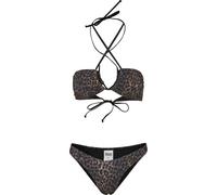 Bügel-Bikini URBAN CLASSICS "Urban Classics Damen Ladies AOP Hot V Bikini", Damen, Gr. XL, N-Gr, braunleo, 85% Polyester, 15% Elasthan, Bikini-Sets Bügel-Bikini (34798415-XL) braunleo