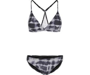Bügel-Bikini URBAN CLASSICS "Urban Classics Damen Ladies Tie Dye Triangle Back Bikini", Damen, Gr. M, N-Gr, schwarz, weiß, 85% Polyamid, 15% Elasthan, Bikini-Sets Bügel-Bikini (92695645-M) schwarz, we