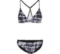 Bügel-Bikini URBAN CLASSICS "Urban Classics Damen Ladies Tie Dye Triangle Back Bikini", Damen, Gr. XS, N-Gr, schwarz, weiß, 85% Polyamid, 15% Elasthan, Bikini-Sets Bügel-Bikini (92695645-XS) schwarz,