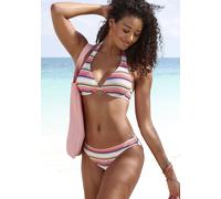 Bügel-Bikini VENICE BEACH, Damen, Gr. 38, Cup D, beige (creme, rosa), Recycling-Polyamid, gestreift, strukturiert, Bikini-Sets Bügel-Bikini, mit strukturierter Ware (49822913-38) creme, rosa