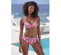 Bügel-Bikini VIVANCE BY LASCANA, Damen, Gr. 38, Cup C, bunt (lila bedruckt), Microfaser, bedruckt, Bikini-Sets Bügel-Bikini, mit farbenfrohem Blätterdruck (32531235-38) lila bedruckt