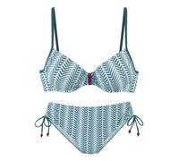 Bügel-Bikini VIVANCE, Damen, Gr. 44, Cup B, blau (blau bedruckt), Polyamid, bedruckt, Bikini-Sets Bügel-Bikini, mit Zierperlen (56263037-44) blau bedruckt