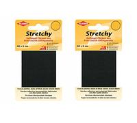 Bügel Flicken Aufbügelflicken Marke Kleiber Stretchy 100% Polyester 2er Set Reparatur Flicken für Stretchstoffe 2 Flicken a 40cm x 6 cm Dehnbar Schwarz
