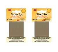 Bügel Flicken Aufbügelflicken Marke Kleiber Stretchy 100% Polyester 2er Set Reparatur Flicken für Stretchstoffe 2 Flicken a 40cm x 6 cm Dehnbar Beige