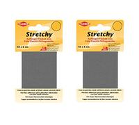 Bügel Flicken Aufbügelflicken Marke Kleiber Stretchy 100% Polyester 2er Set Reparatur Flicken für Stretchstoffe 2 Flicken a 40cm x 6 cm Dehnbar Grau