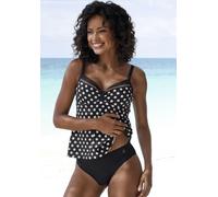 Bügel-Tankini LASCANA, Damen, Gr. 38, Cup E, schwarz (schwarz, creme), Recycling-Polyamid, gepunktet, Bikini-Sets, mit süßen Tupfen (85200947-38) schwarz, creme