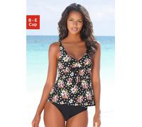 Bügel-Tankini LASCANA, Damen, Gr. 42, Cup B, schwarz (schwarz, bedruckt), Polyamid, geblümt, gepunktet, Bikini-Sets, im angesagten Design (587586-42) schwarz, bedruckt