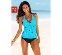 Bügel-Tankini S.OLIVER, Damen, Gr. 36, Cup B, grün (türkis, bedruckt), Polyamid, Bikini-Sets, mit schönem Druckdesign, Topseller (453050-36) türkis, bedruckt