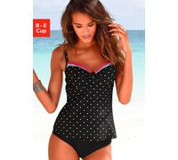 Bügel-Tankini-Top LASCANA "Monroe", Damen, Gr. 36, Cup B, schwarz (schwarz, rot), Polyamid, gepunktet, gestreift, Bikini-Oberteile (29612213-36) schwarz, rot
