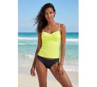 Bügel-Tankini-Top S.OLIVER "Spain", Damen, Gr. 40, Cup D, grün (lime), Microfaser, Microfaser, unifarben, Bikini-Oberteile, mit Wickeloptik, Topseller (322042-40) lime