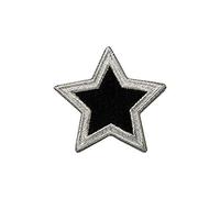 Bügelbild Applikation Aufnäher Patch Flicken Stern silber schwarz 4,0 cm