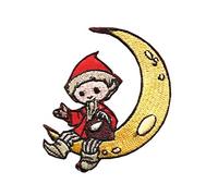 Bügelbild Aufnäher Patch Applikation zum Aufbügeln Sandmännchen mit Mond 6,5 x 6,5 cm, 1Stück