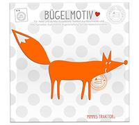 Bügelbild Viktor Fuchs 14,5 cm x 8,4 cm ORANGE Flockfolie Aufbügler Applikationen Bügelsticker für Stoffe Textilien Kinder zum Aufbügeln Flicken