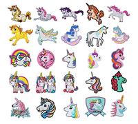 Bügelbilder Bügelflicken Kinder 25 Stück Flicken zum Aufbügeln Aufnäher Patches Kinder für Textilien Bügelaufkleber Aufbügel Aufbügelbilder Hosenflicken Bügelpatch Mädchen Einhorn Aufbügelflicken