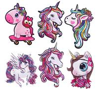 Bügelbilder Bügelflicken Kinder Flicken zum Aufbügeln Aufnäher Patches Kinder für Textilien Bügelaufkleber Aufbügel Aufbügelbilder Hosenflicken Bügelpatch Mädchen Einhorn Aufbügelflicken