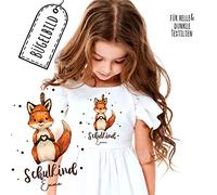Bügelbilder zum Schulbeginn Fuchs mit Herz & Wunschname Schulkind Applikation Kissen Shirt Taschen Bügelbild Patch in A5 bb184 ilka parey wandtattoo-welt®