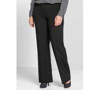 Stretch-Hose SHEEGO "Große Größen", Damen, Gr. 20, Kurzgrößen, schwarz, Obermaterial: 64% Polyester, 34% Viskose, 2% Elasthan, unifarben, klassisch, lang, Hosen, mit Bügelfalte (23196900-20) schwarz