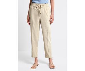 Bügelfaltenhose STREET ONE, Damen, Gr. 42, Länge 28, beige (coastal beige), Stoff, 54% Polyester, 43% Viskose, 3% Elasthan, unifarben, loose fit knöchelfrei, Hosen, Middle Waist (56381730-42) coastal 