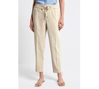 Bügelfaltenhose STREET ONE, Damen, Gr. 44, Länge 28, beige (coastal beige), Stoff, 54% Polyester, 43% Viskose, 3% Elasthan, unifarben, loose fit knöchelfrei, Hosen, Middle Waist (56381730-44) coastal 