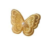 Bügelflicken 10 Stück 4,5 X 4 Cm Doppelschichtige Bestickte Schmetterlings-Stoffflicken Bunte Netzapplikationen For DIY-Näharbeiten, Basteln, Kopfbedeckungen(Yellow with Bead)