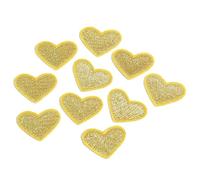 Bügelflicken 10 teile/los Mini Herz Applique Patch 2x2,6 cm Multicolor Stickerei Eisen Auf Patches for DIY Kleidung Jeans Aufkleber Nähen(Gold)