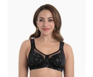 Bügelloser BH ANITA SINCE 1886 "Clara Art", Damen, Gr. 110, Cup E, schwarz, anthra, Obermaterial: 86% Polyamid, 14% Elasthan, bedruckt, gemustert, leicht transparent, BHs, mit Formblende, dreigeteilte