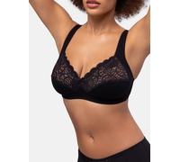 Bügelloser BH DORINA "Georgina", Damen, Gr. 85, Cup C, schwarz, Jersey, Obermaterial: 75% Baumwolle, 19% Polyamid, 6% Elasthan, unifarben, BHs, mit Spitze, stützendes Unterbrustband, Full-Cup (8104093