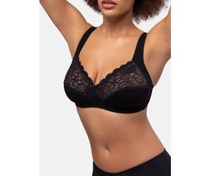 Bügelloser BH DORINA "Georgina", Damen, Gr. 95, Cup B, schwarz, Jersey, Obermaterial: 75% Baumwolle, 19% Polyamid, 6% Elasthan, unifarben, BHs, mit Spitze, stützendes Unterbrustband, Full-Cup (9665596