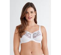 Bügelloser BH FELINA "Moments", Damen, Gr. 100, Cup D, weiß, Spitze, Obermaterial: 80% Polyamid, 13% Polyester, 7% Elasthan, unifarben, BHs, mit Spitze, Blumenstickerei, Stützfunktion und Vollkörbchen