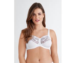 Bügelloser BH FELINA "Moments", Damen, Gr. 95, Cup A, weiß, Spitze, Obermaterial: 80% Polyamid, 13% Polyester, 7% Elasthan, unifarben, BHs, mit Spitze, Blumenstickerei, Stützfunktion und Vollkörbchen
