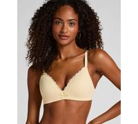Bügelloser BH HUNKEMÖLLER "Lola Padded Non-Wired Bra", Damen, Gr. 80E, Cup E, beige (gelb), 58% Polyamid, 25% Polyester, 17% Elasthan, BHs (69798356-80) gelb