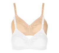 Bügelloser BH LISCA "2er Pack BH ohne Bügel Minca", Damen, Gr. 85, Cup B, bunt (beige weiß), Obermaterial: 55% Polyester PES. 35% Polyamid PA. 10% Elasthan EL., BHs (98163135-85) beige weiß