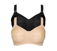Bügelloser BH LISCA "2er Pack BH ohne Bügel Mirelas", Damen, Gr. 105, Cup E, bunt (schwarz beige), Obermaterial: 55% Polyamid PA. 25% Elasthan EL. 20% Baumwolle CO., BHs (42789560-105) schwarz beige
