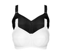 Bügelloser BH LISCA "2er Pack BH ohne Bügel Mirelas", Damen, Gr. 105, Cup E, bunt (schwarz, weiß), Obermaterial: 55% Polyamid PA. 25% Elasthan EL. 20% Baumwolle CO., BHs (41719530-105) schwarz, weiß