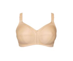 Bügelloser BH LISCA "BH ohne Bügel Mirelas", Damen, Gr. 80, Cup F, beige, Stoff, Obermaterial: 55% Polyamid PA. 25% Elasthan EL. 20% Baumwolle CO., BHs (66354135-80) beige