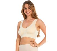 Bügelloser BH MAGIC BODYFASHION "Comfort Bra", Damen, Gr. L, N-Gr, braun (latte), Obermaterial: 89% Polyamid, 11% Elasthan, unifarben, BHs, bequemer, nahtloser und bügelloser BH (43034814-L) latte