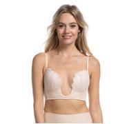 Bügelloser BH MAGIC BODYFASHION "V-Bra", Damen, Gr. 80, Cup B, latte, Obermaterial: 88% Polyamid, 12% Elasthan, BHs, Verziert mit wunderschöner Spitze und Netz-Details (76190811-80) latte