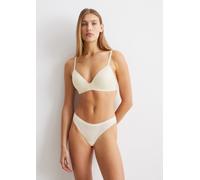 Bügelloser BH MARC O'POLO "Second Skin", Damen, Gr. 70, Cup D, weiß (weiß cotton), Obermaterial: 64% Polyester, 27% Polyamid, 9% Elasthan, bequem, BHs Bügelloser BH, mit gepolsterten Cups (61753250-70