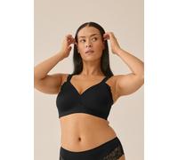 Bügelloser BH NATURANA "The Friday", Damen, Gr. 100, Cup C, schwarz, Obermaterial: 87% Polyamid, 13% Elasthan, unifarben, bequem, BHs, vorgeformte Cups, breite Träger, ohne Bügel, mit Spitze, bequem (