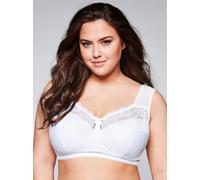 Bügelloser BH SHEEGO "Große Größen", Damen, Gr. 85, Cup G, weiß, Obermaterial: 83% Polyamid, 17% Elasthan;Futter: 100% Baumwolle;Wattierung: 100% Polyester, BHs, mit wattierten Cups und Spitze (906093